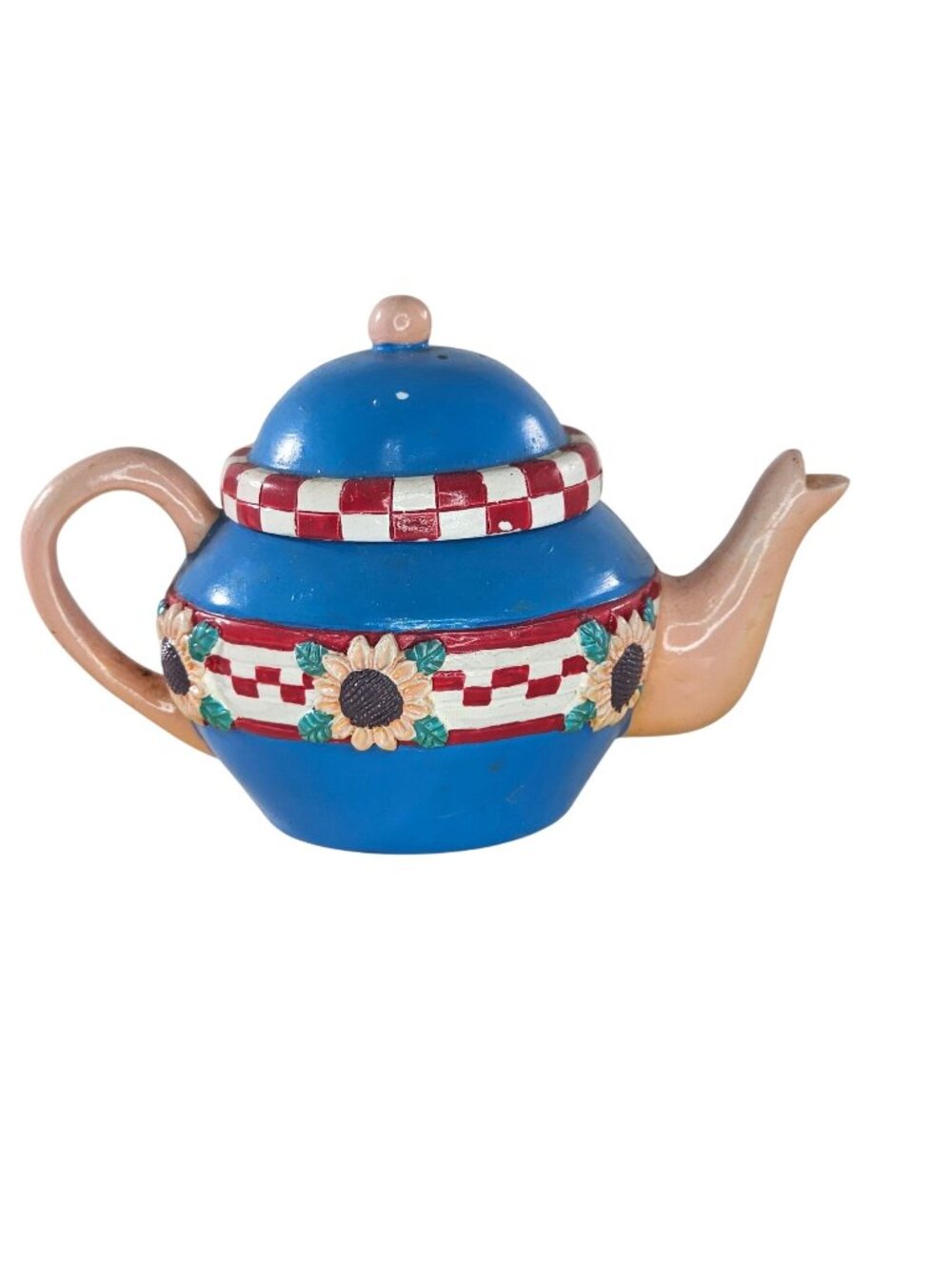 Mary Engelbreit Miniature Teapot Trinket Box Blue Yellow Sunflowers Flowers